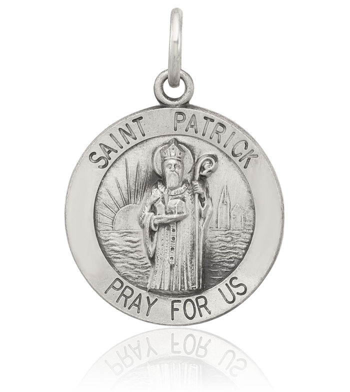925 Sterling Silver Vintage Saint Patrick Medal Necklace Chain Pendant Charm