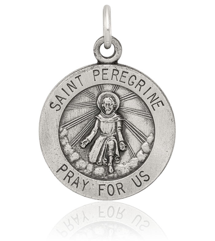 925 Sterling Silver Vintage Saint Peregrine Medal Necklace Chain Pendant Charm