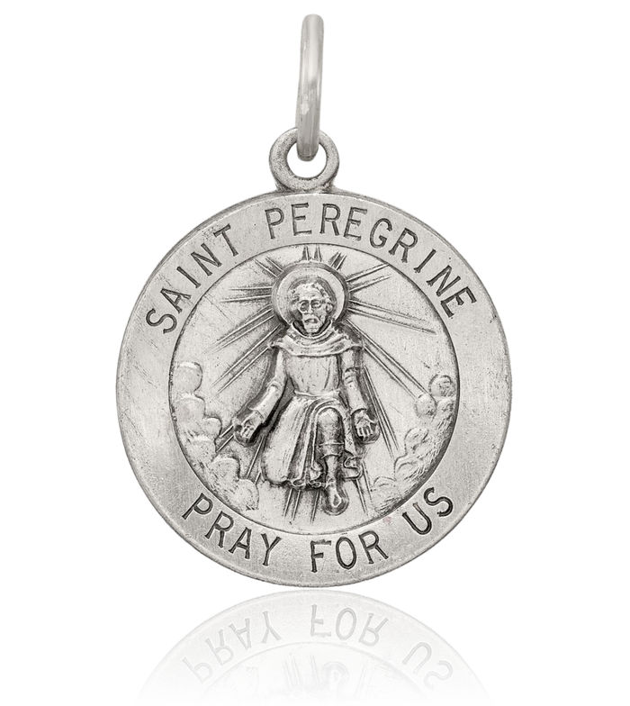 925 Sterling Silver Vintage Saint Peregrine Medal Necklace Chain Pendant Charm