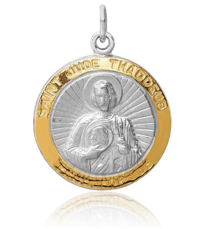 925 Sterling Silver San Judas Tadeo St Jude Patron Saint Thaddeus Medal Necklace Chain Pendant Charm