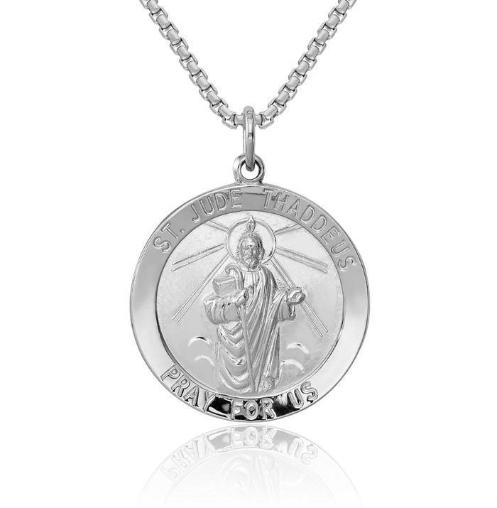 925 Sterling Silver San Judas Tadeo St Jude Patron Saint Thaddeus Medal Necklace Chain Pendant Charm