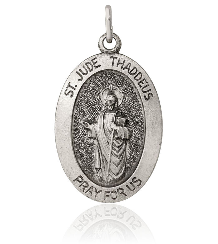 925 Sterling Silver Vintage San Judas Tadeo St Jude Patron Saint Thaddeus Medal Necklace Chain Pendant Charm