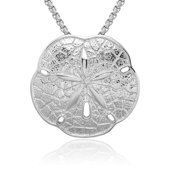 925 Sterling Silver Sand Dollar Sea Star Starfish Edge Slide Necklace Chain Pendant Charm