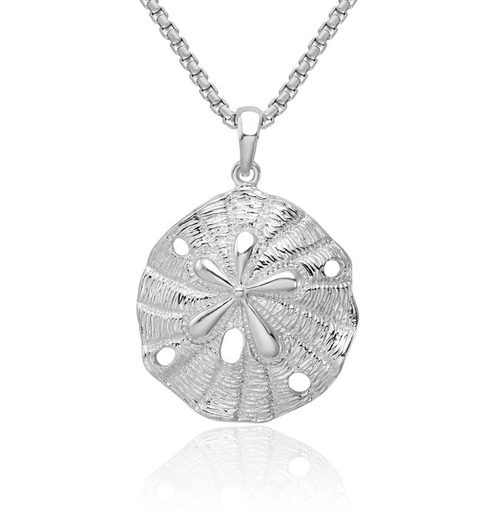 925 Sterling Silver Sand Dollar Sea Star Starfish Necklace Chain Pendant Charm