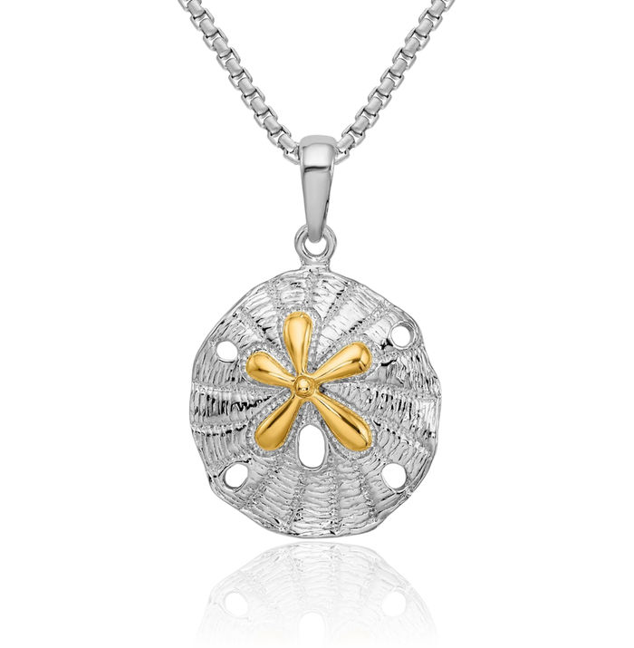 925 Sterling Silver Sand Dollar Sea Star Starfish Necklace Chain Pendant Charm