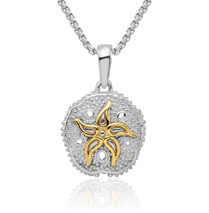 925 Sterling Silver Sand Dollar Sea Star Starfish Necklace Chain Pendant Charm