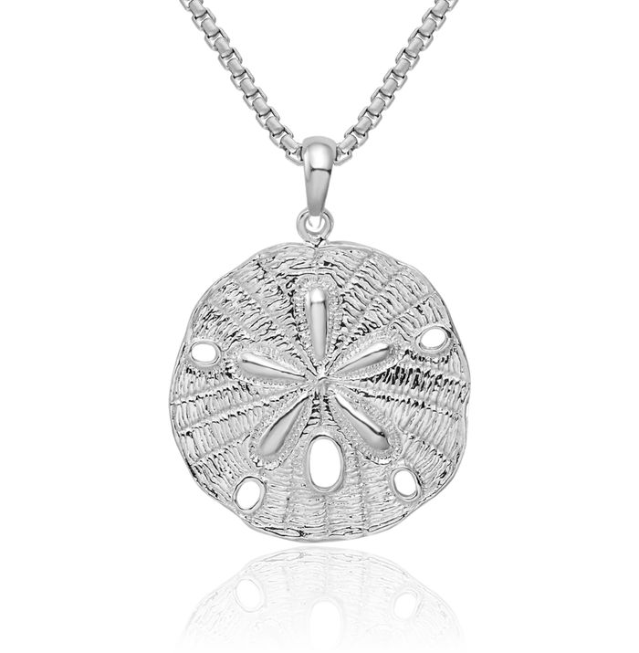 925 Sterling Silver Sand Dollar Sea Star Starfish Necklace Chain Pendant Charm