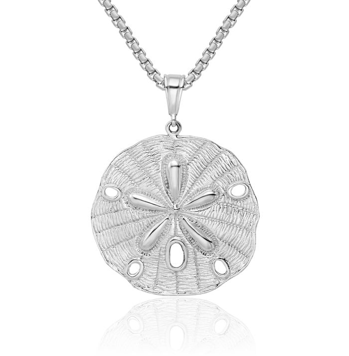 925 Sterling Silver Sand Dollar Sea Star Starfish Necklace Chain Pendant Charm