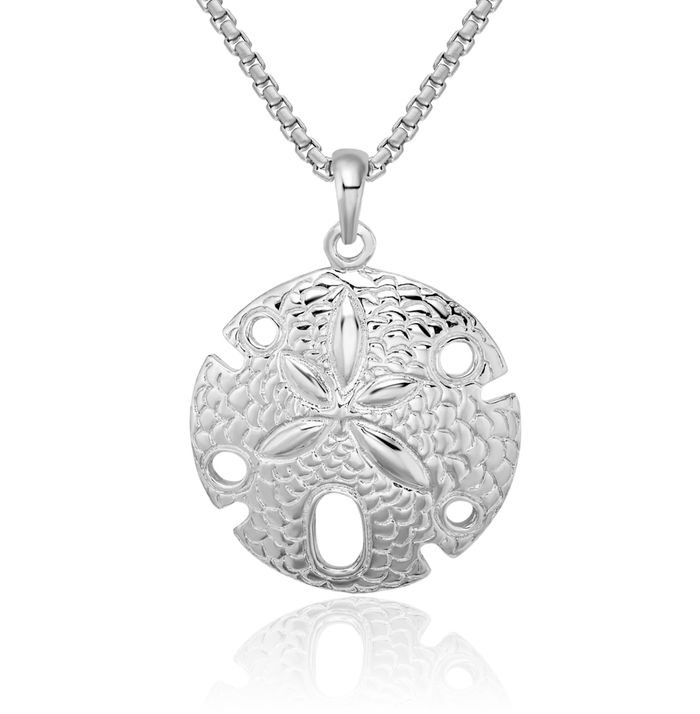 925 Sterling Silver Sand Dollar Sea Star Starfish Necklace Chain Pendant Charm