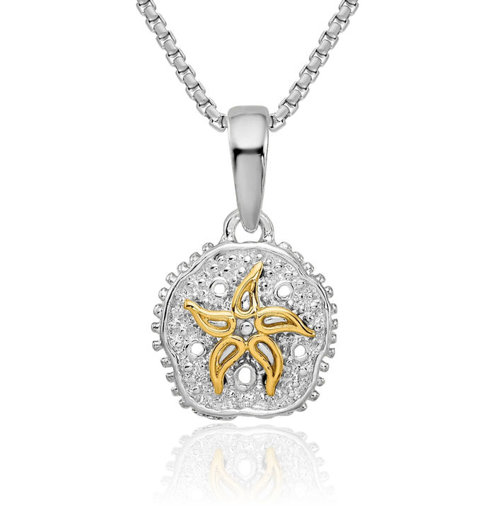 925 Sterling Silver Sand Dollar Sea Star Starfish Necklace Chain Pendant Charm