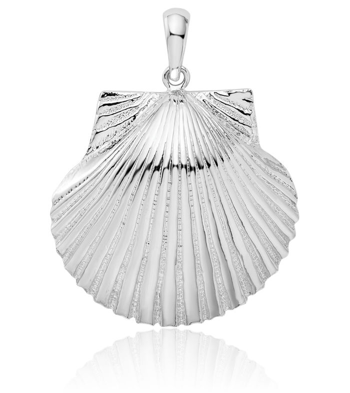 925 Sterling Silver Scallop Shell Necklace Chain Pendant Charm