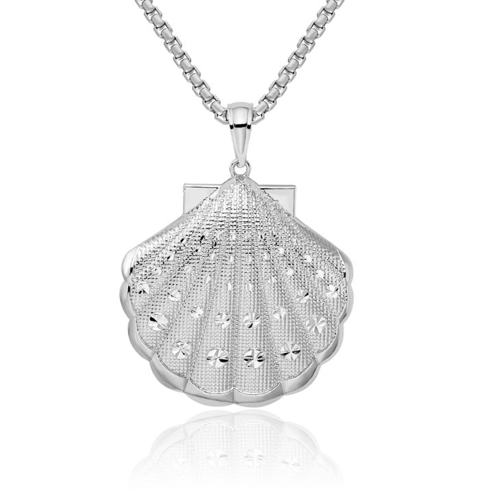 925 Sterling Silver Scallop Shell Necklace Chain Pendant Charm