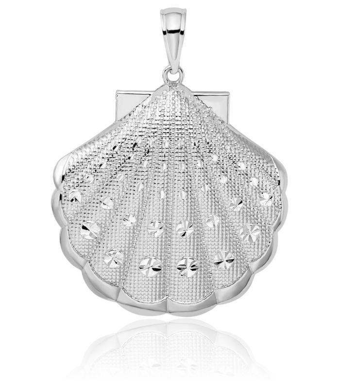 925 Sterling Silver Scallop Shell Necklace Chain Pendant Charm