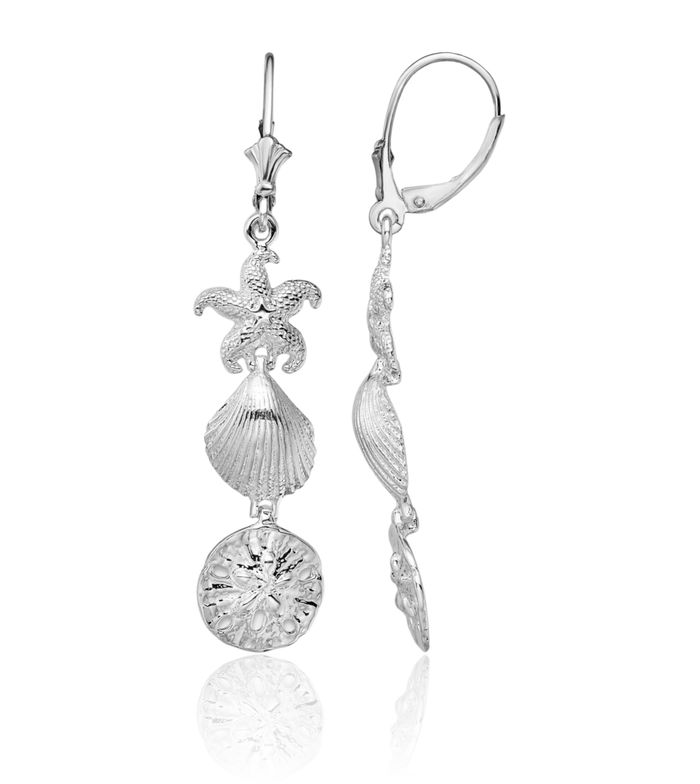 925 Sterling Silver Sea Life Drop Dangle Earrings