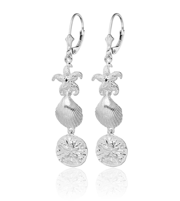 925 Sterling Silver Sea Life Drop Dangle Earrings