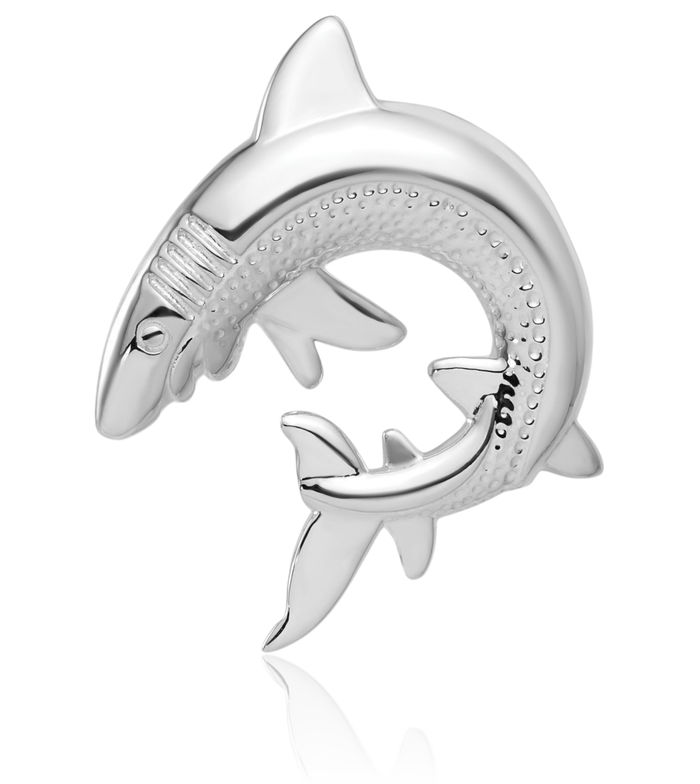 925 Sterling Silver Shark Floating Chain Slide Pendant Necklace Charm