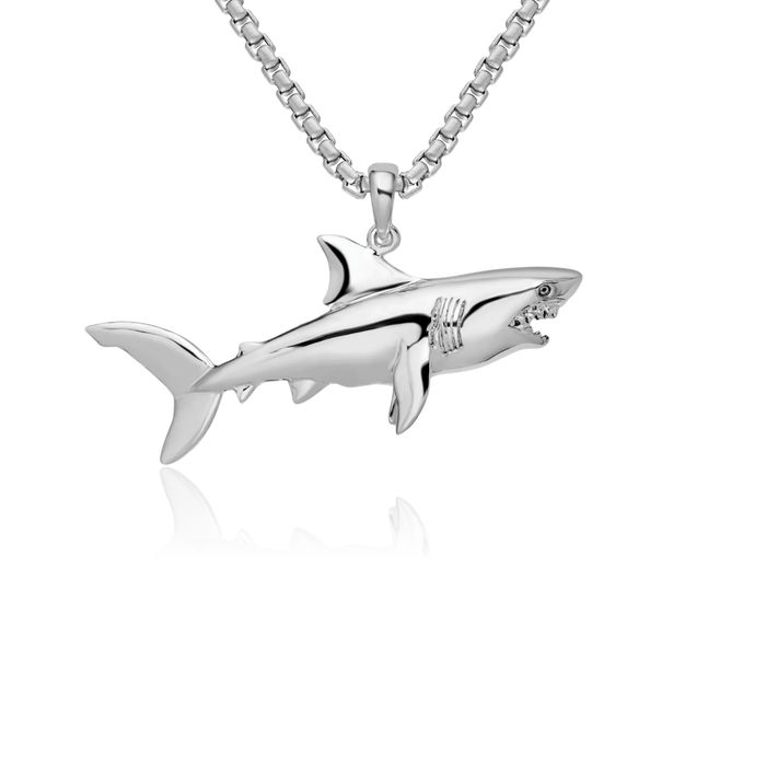 925 Sterling Silver Shark Necklace Chain Pendant Charm