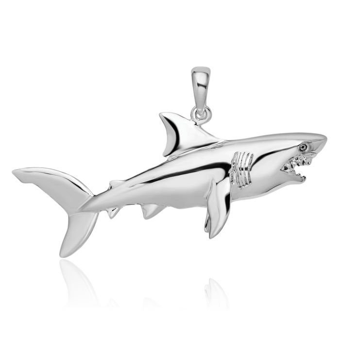 925 Sterling Silver Shark Necklace Chain Pendant Charm