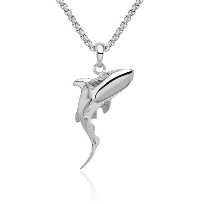 925 Sterling Silver Shark Necklace Chain Pendant Charm