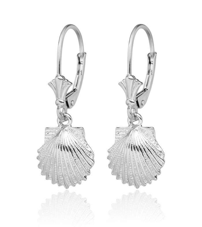 925 Sterling Silver Shell Drop Dangle Earrings