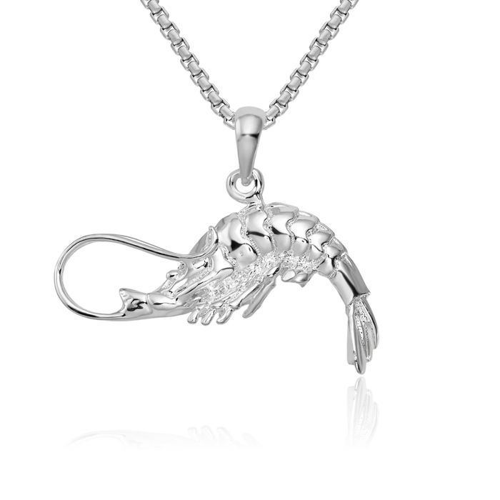 925 Sterling Silver Shrimp Necklace Chain Pendant Charm