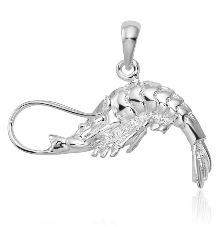 925 Sterling Silver Shrimp Necklace Chain Pendant Charm