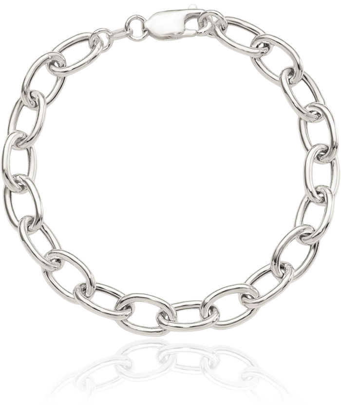 925 Sterling Silver Single Link Cable 8.50mm Chain Charm Bracelet