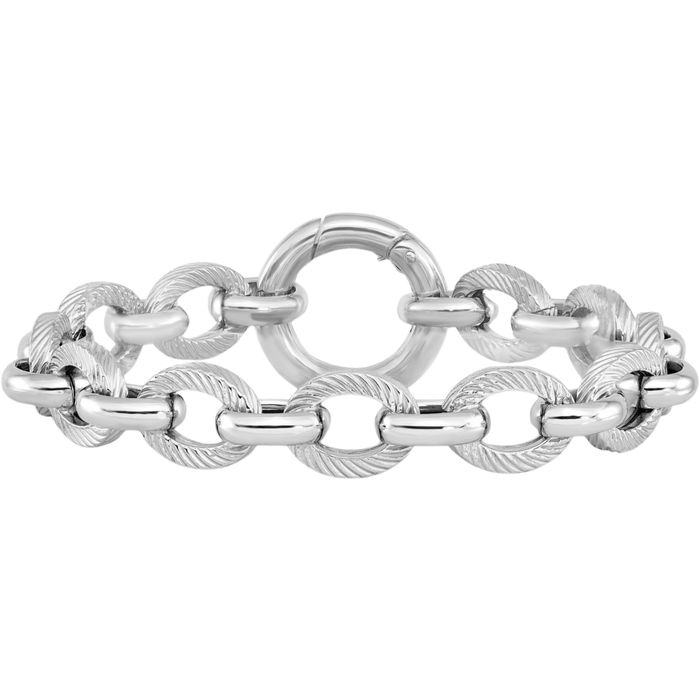 925 Sterling Silver Single Link Chain Charm Bracelet