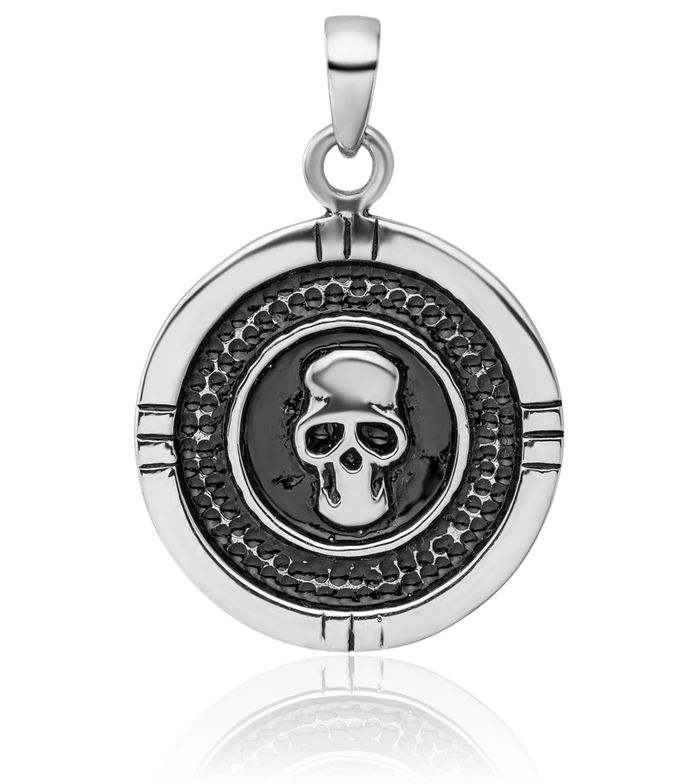 925 Sterling Silver Vintage Skull Necklace Chain Pendant Charm