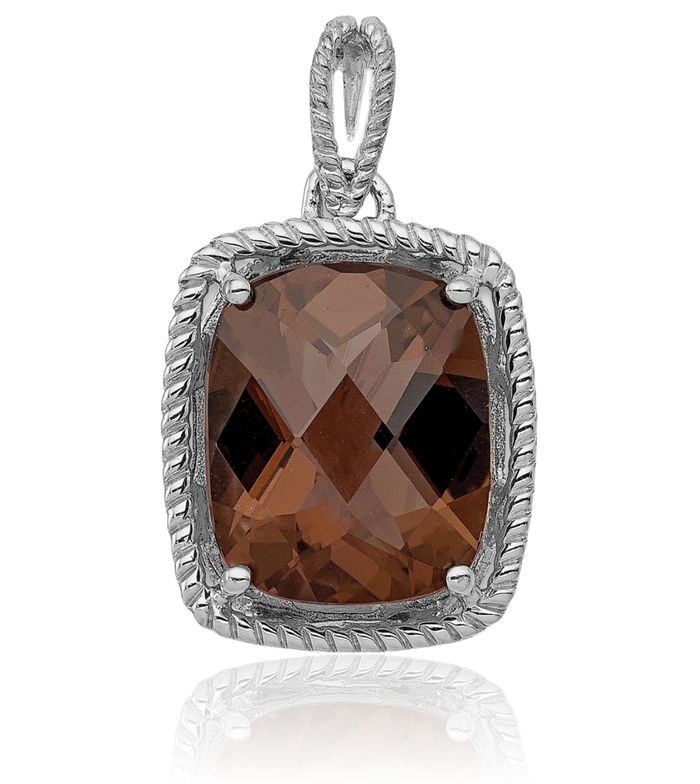 925 Sterling Silver Brown Smoky Quartz Necklace Charm Gemstone Pendant