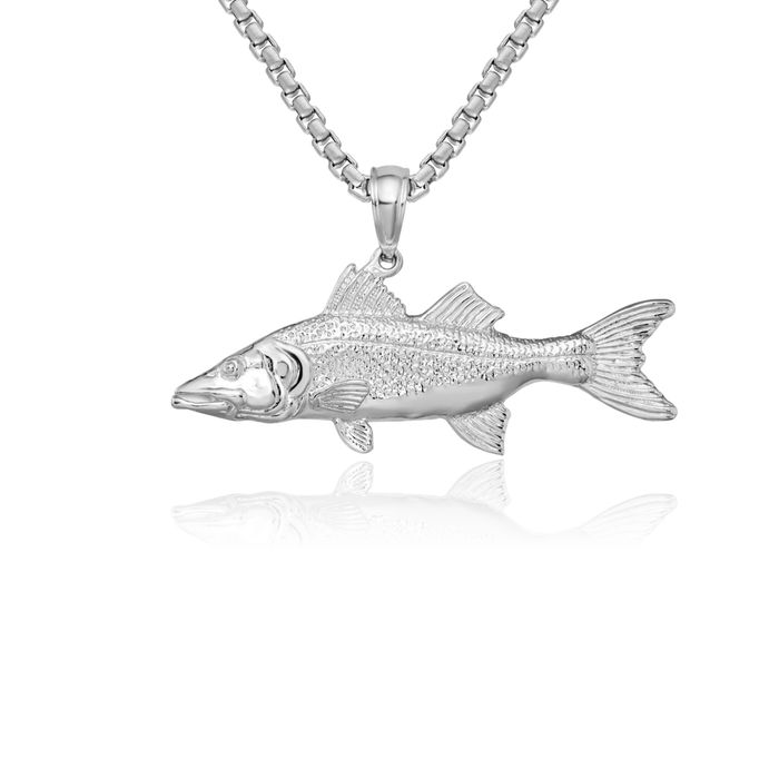 925 Sterling Silver Snook Fish Necklace Chain Pendant Charm