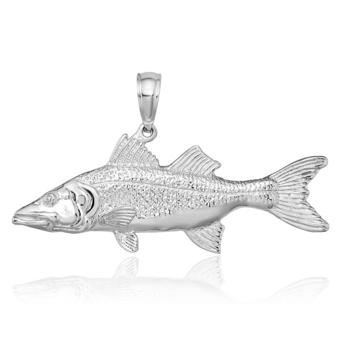 925 Sterling Silver Snook Fish Necklace Chain Pendant Charm