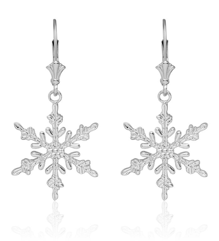 925 Sterling Silver Snowflake Drop Dangle Earrings