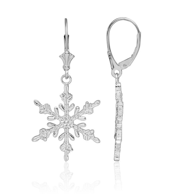 925 Sterling Silver Snowflake Drop Dangle Earrings