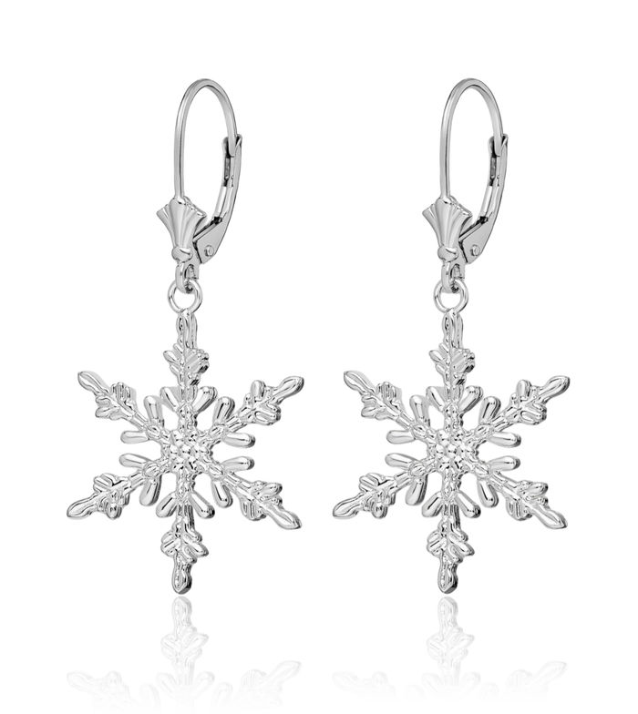 925 Sterling Silver Snowflake Drop Dangle Earrings