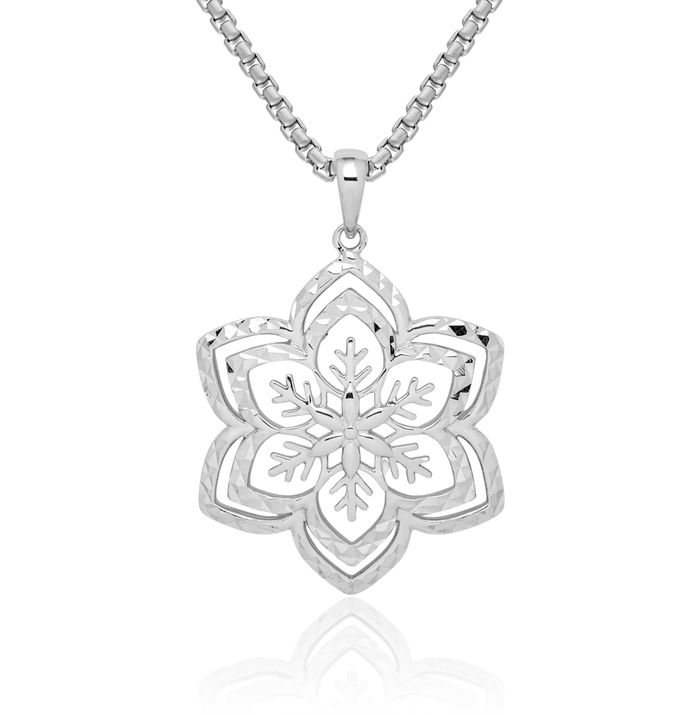 925 Sterling Silver Snowflake Necklace Chain Pendant Charm