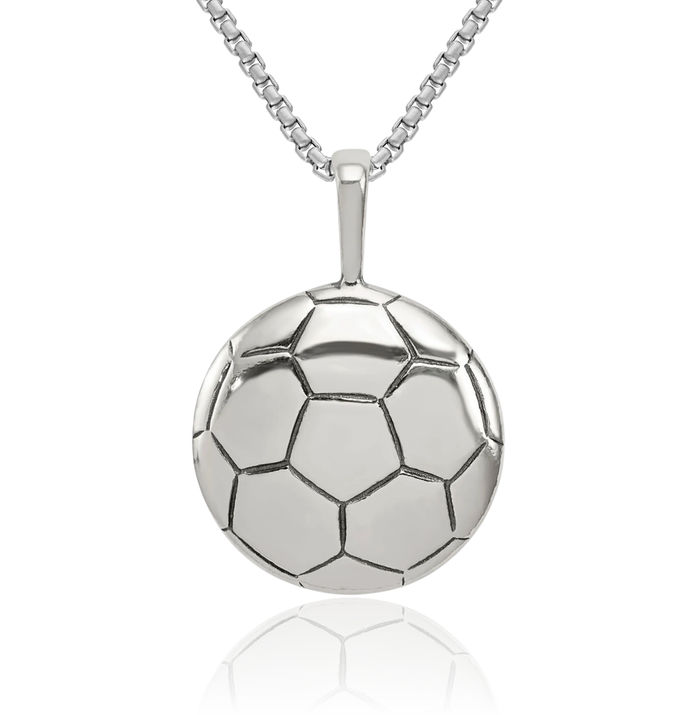 925 Sterling Silver Vintage Soccer Ball Necklace Charm Sports Pendant