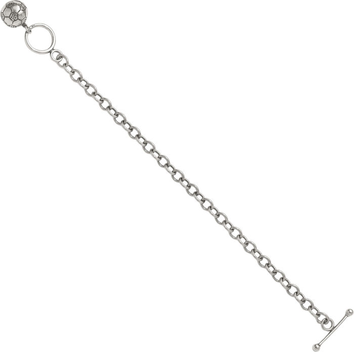 925 Sterling Silver Soccer Ball Single Link Chain Charm Bracelet