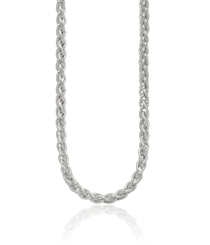 925 Sterling Silver Spiga Wheat Link Chain Necklace