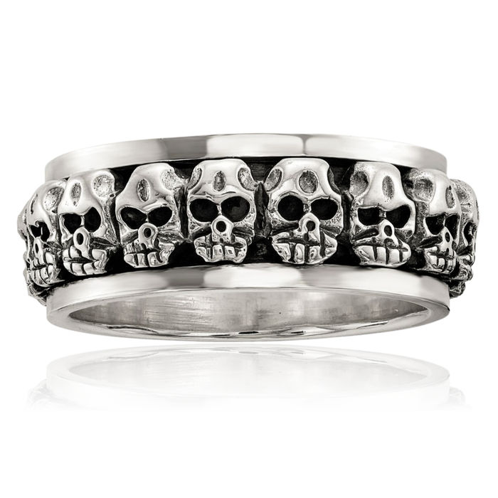 925 Sterling Silver Spinning Vintage Skull Ring