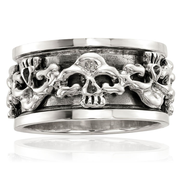 925 Sterling Silver Spinning Vintage Skull Ring