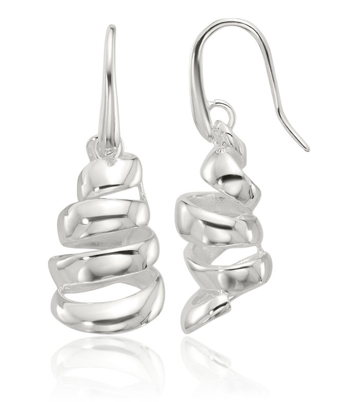 925 Sterling Silver Spiral Drop Dangle Earrings