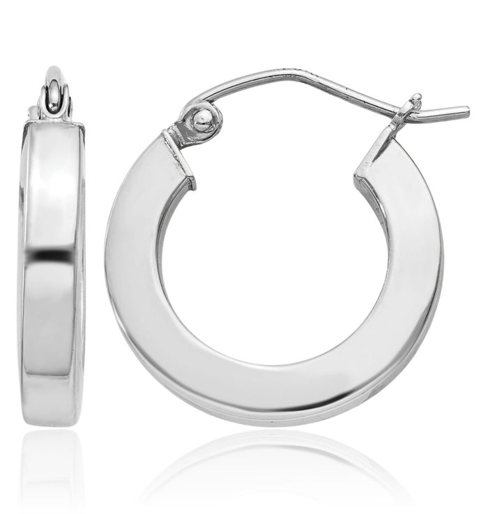 925 Sterling Silver Square Tube Round Small Hoop Earrings