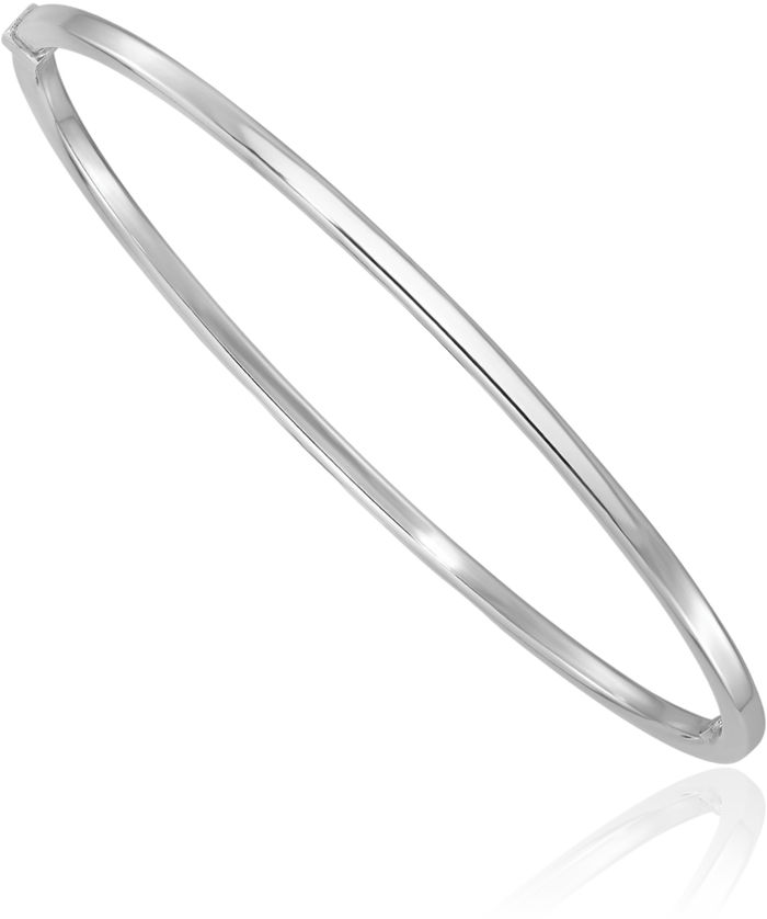 925 Sterling Silver Square Tube Slip On Bangle Bracelet