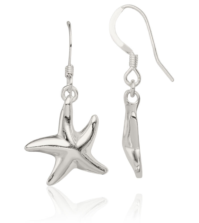 925 Sterling Silver Starfish Drop Dangle Earrings
