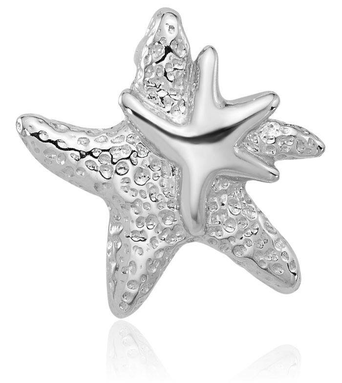 925 Sterling Silver Starfish Floating Chain Slide Pendant Necklace Charm