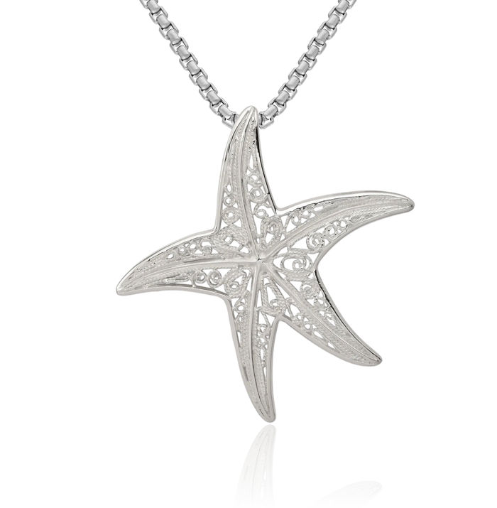 925 Sterling Silver Starfish Necklace Chain Pendant Charm