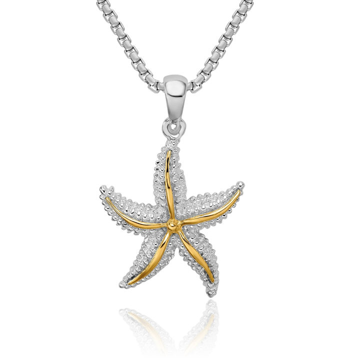 925 Sterling Silver Starfish Necklace Chain Pendant Charm