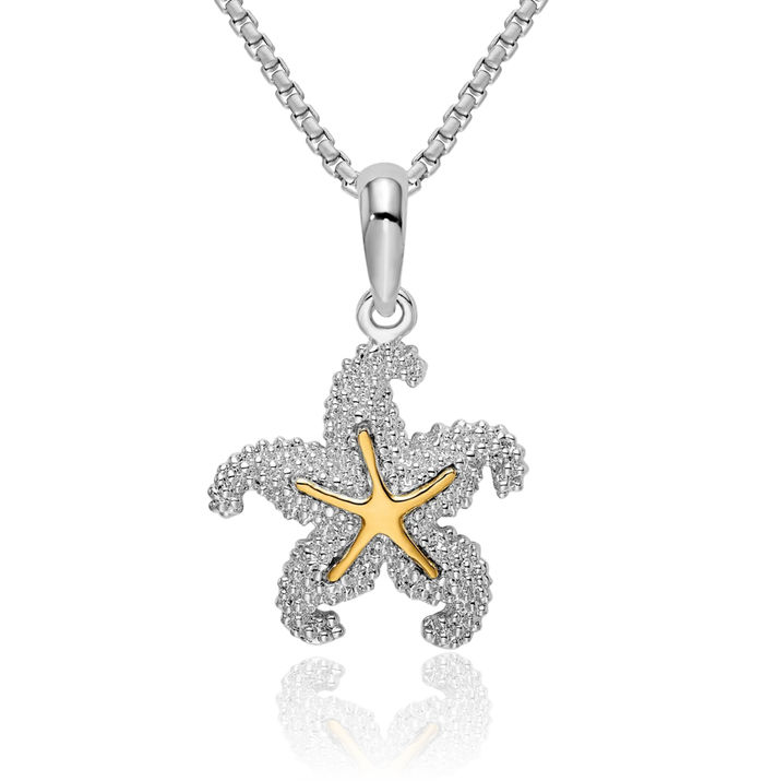 925 Sterling Silver Starfish Necklace Chain Pendant Charm