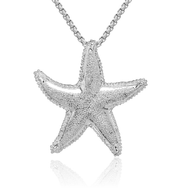 925 Sterling Silver Starfish Slide Necklace Chain Pendant Charm